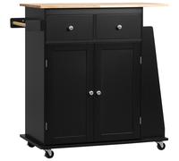 HOMCOM Carrito de cocina isla de cocina mueble de cocina con encimera estante espacio para botellas 2 cajones armario 2 puertas MDF Aosom España