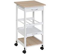 HOMCOM Carrito de Cocina Pequeño con Botellero 37x37x76 cm Blanco