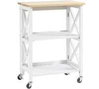 Homcom carrito de cocina plegable carro auxiliar con ruedas carro verdulero con 2 estantes para comedor carga 40 kg 60x40x84 cm blanco