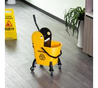 HOMCOM carrito de limpieza PP plástico metal L44 X B36 X H90 cm-Amarillo