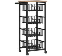 HOMCOM Carrito Verdulero con 4 Cestas Deslizables, 49,5x31x91 cm, Roble Aosom España