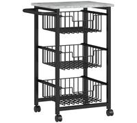 HOMCOM Carrito Verdulero para Cocina con 3 Cestas Deslizables y Marco de Acero 49,5x31x69 cm Gris Claro