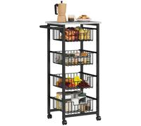 HOMCOM Carrito Verdulero para Cocina con 4 Cestas Deslizables y Marco de Acero 49,5x31x91 cm Gris Claro