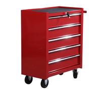 HOMCOM Carro Caja de Herramientas Taller Movil 5 Cajones Chapa de Acero 4 Ruedas