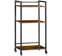 HOMCOM Carro de Almacenamiento con 3 Estantes Ajustables Soporte de Impresora con Ruedas para Oficina Cocina Dormitorio 50x35x100,5 cm Marrón Rústico