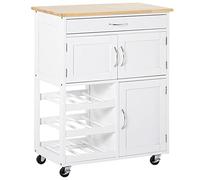 HOMCOM Carro de Cocina Carrito Auxiliar con Ruedas 67x37x87 cm Blanco