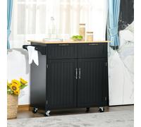 HOMCOM Carro de Cocina con Ruedas 2 Cajones 2 Puertas 104x46x91 cm Negro