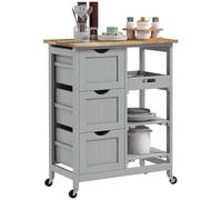 HOMCOM Carro de Cocina con Ruedas Tablero de Madera 67x37x85,5 cm Gris