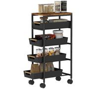 HOMCOM Carro de Cocina de Almacenamiento de 5 Niveles 39,5x24x82 cm Negro
