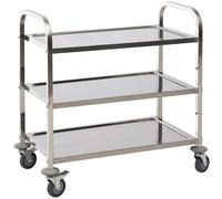 HOMCOM Carro de Cocina Multiusos Carrito Auxiliar con Ruedas Estantería Isla de Cocina 3 Niveles Carga 50kg Acero Inoxidable Aosom España