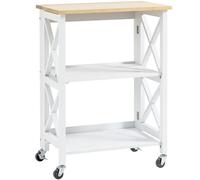 HOMCOM Carro de Cocina Plegable Carrito de Servicio con Ruedas con Estantes de 2 Niveles 60x40x84 cm Blanco Aosom España