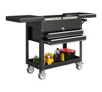 HOMCOM Carro de Herramientas con Ruedas Tapa Deslizante 2 Cajones Negro Black