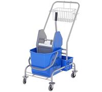 HOMCOM Carro de Limpieza con Cubos de Fregona 25L 72x49,5x95 cm Azul
