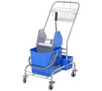 HOMCOM Carro de Limpieza Profesional con Cubo de Fregado Extraíble de 25 Litros y Escurridor de Prensa 72x49,5x95 cm Azul Aosom España
