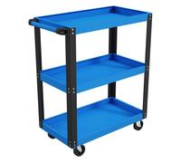 Homcom carro de taller, carro de herramientas con 3 estantes, ruedas con frenos y asa lateral, para garaje mecánico, hogar, carga 120 kg, azul