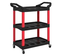 HOMCOM Carro de Taller Carro de Herramientas con 3 Estantes Ruedas y Asas para Garaje Mecánico Hogar Carga 91 kg Rojo y Negro