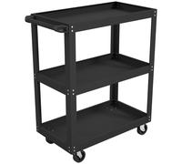 HOMCOM Carro de Taller de 3 Niveles con Asa Lateral y Ruedas Bloqueables 70,5x35x82,5 cm Negro Aosom España