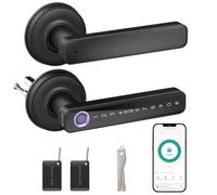 HOMCOM Cerradura Inteligente con Manilla 5 en 1 con Huella Código App Bluetooth Tarjeta NFC y Llave Registro de Accesos Negro