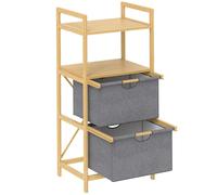 HOMCOM: Cesta de ropa de 35,4 litros, colector de ropa con 2 cestas de tela natural