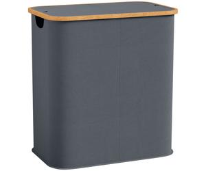HOMCOM Cesto de ropa doble plegable 80 L cesto de ropa sucia con tapa, asas ranuradas, gris Aosom España