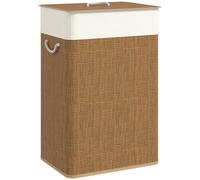 HOMCOM Cesto de Ropa Sucia con Tapa 72L Cesta Colada de Bambú con Bolsa Interior Extraíble y Asas para Lavandería Dormitorio Caqui oscuro 40x30x60 cm