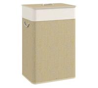 Homcom cesto de ropa sucia con tapa 72l cesta colada de bambú con bolsa interior extraíble y asas para lavandería dormitorio 40x30x60 cm natural