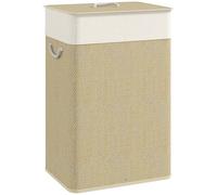Homcom cesto de ropa sucia con tapa 72l cesta colada de bambú con bolsa interior extraíble y asas para lavandería dormitorio 40x30x60 cm natural