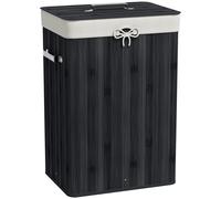 HOMCOM Cesto para la Ropa Sucia Plegable con Tapa Cubo para la Colada Rectangular con Asas 40x30x60 cm Negro