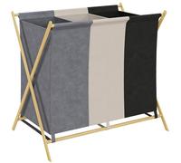 HOMCOM Cesto para Ropa Sucia 3 Compartimentos 129L 75x48x67 cm Multicolor