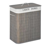 HOMCOM Cesto para Ropa Sucia de Bambú 100L con Tapa 2 Compartimentos 52x32x63 cm