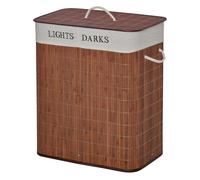 HomCom Cesto para ropa sucia 100 L de bambú con tapa y 2 compartimentos 52x32x63 cm Marrón