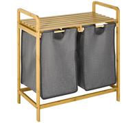 HOMCOM Cesto de Ropa Sucia de Bambú con 2 Bolsas Extraíbles 63,5x33x73cm Natural 63.5X33X73 cm