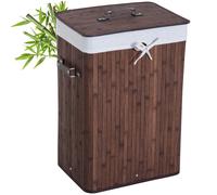 HomCom® Cesto para Ropa Sucia Plegable con Tapa Cesta de Lavandería Rectangular Bambú 70L Marrón Aosom España