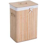 HOMCOM Cesto para Ropa Sucia Plegable con Tapa Cubo para Colada Rectangular Bambú 40x30x60cm