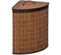 HOMCOM Cesto Ropa Sucia Bambú 55L Diseño Abanico con Tapa para Organización Lavandería 38x38x57cm Marrón Elegante Aosom España
