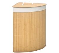 HOMCOM Cesto Ropa Sucia de Bambú 55L con Tapa Abanico 38x38x57 cm Natural | Cesta para la Colada en Forma de Abanico, Bolsa Extraíble