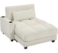 HOMCOM: Chaise longue de 2 plazas, sofá cama de 114 x 147 cm con portavasos, color crema