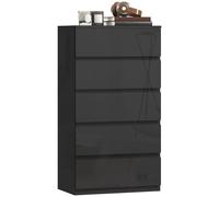 HOMCOM Chest of Drawers, 5 Drawers Storage Gabinete Floor Tower Cupboard for Bedroom Living Room, High Gloss Black