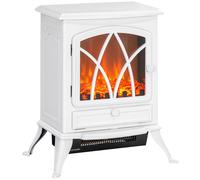 HOMCOM Chimenea Eléctrica 1000W/2000W con Efecto de Llama Protección contra Sobrecalentamiento 45x28,5x54 cm Blanc Aosom España