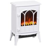 HOMCOM Chimenea Eléctrica 1000W/2000W Efecto de Llama Temperatura Ajustable y Protección Sobrecalentamiento para 15-30 ㎡ Blanco Aosom España