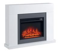 HOMCOM Chimenea Eléctrica 1800W-2000W Chimenea Decorativa con Mando a Distancia Llama Ajustable Termostato Temporizador Semanal y Protección contra Sobrecalentamiento para 37 m² Blanco White 113x26.6x