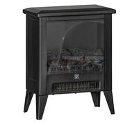 Homcom chimenea eléctrica, 1800w, chimenea decorativa independiente, efecto de llama led, bajo ruido, protección contra sobrecalentamiento, para 30 m², sala, dormitorio, negro