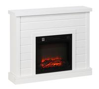HOMCOM Chimenea Eléctrica 1800W con Efecto de Llama Mando a Distancia Temporizador Semanal para Sala 30 m² Blanco Aosom España