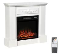 HOMCOM Chimenea Eléctrica 1800W Chimenea Decorativa con Marco Efecto de Llama Mando a Distancia Temporizador Protección Contra Sobrecalentamiento para Sala 30 m² Blanco White 80.7x22.5x76.5cm