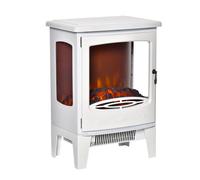 HOMCOM Chimenea Eléctrica 900W/1800W Chimenea Decorativa con Ventanas Efecto de Llama Temperatura Ajustable y Protección Sobrecalentamiento para 20-25 ㎡ 39x26x54,8 cm Blanco White 39x26x54.8cm