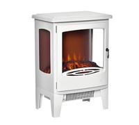 HOMCOM Chimenea Eléctrica 900W/1800W Chimenea Decorativa de Pie con Ventanas Efecto de Llama Temperatura Ajustable y Protección Sobrecalentamiento para 20-25 ㎡ Blanco