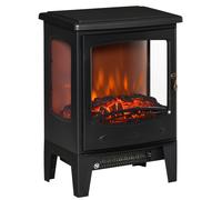 HOMCOM Chimenea Eléctrica 900W/1800W con Efecto de Llama Temperatura Ajustable y Protección Sobrecalentamiento Negro Aosom España