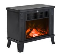 HOMCOM Chimenea Eléctrica Calefactor tipo Estufa de Pie con Efecto de Leña Ardiendo 600W/1200W 38.5x22x30.5cm Metal Negro Aosom España