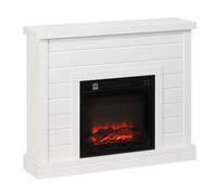 HOMCOM Chimenea Eléctrica con Efecto de Llama Control Remoto Blanco | Chimenea Decorativa, Calefacción 1800 W, Temporizador Semanal, Protección Contra Sobrecalentamiento