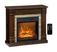 HomCom Chimenea eléctrica decorativa 1800W – Efecto de llama 3 brillos, TV 35", Marrón oscuro